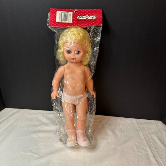 Fibre Craft Angel Doll 13" – Vintage Blonde, Sleepy Eyes #3049P-01 New Old Stock - Picture 2 of 8